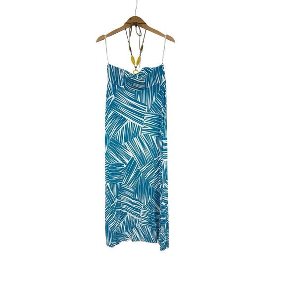 Tommy Bahama Caravan Away Hazy Teal Maxi Dress Halter Top Beach Womens L New - Picture 2 of 6